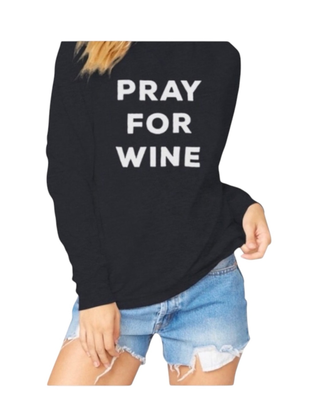 new The Laundry Room ☻︎ Super Soft Pray 4 Wine Graphic Sweatshirt ☻︎ Jet Black S - Picture 12 of 16